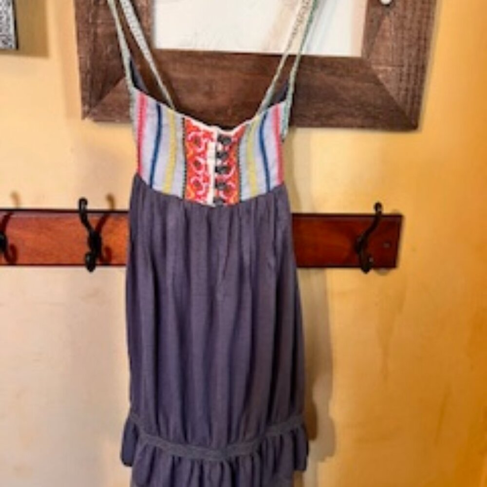 NEW Free People Shirt Multicolor Bohemian Top and Straps with Gray Bottom, XS